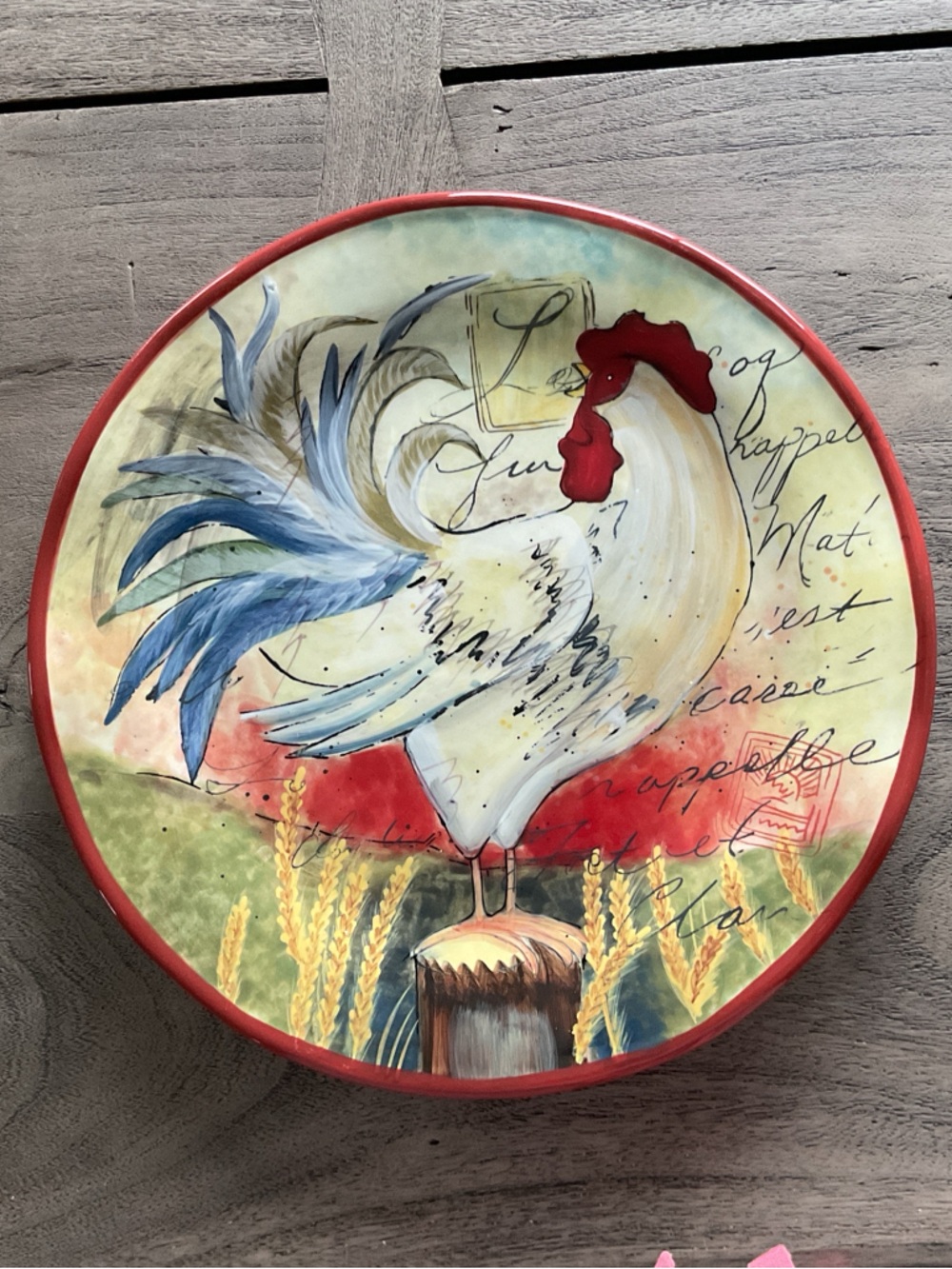 Certified International Susan Winget Rooster Hand Painted 13” Serving Platter